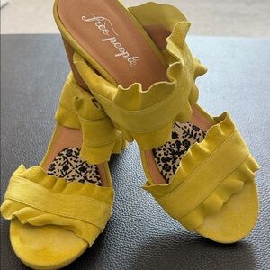 Free People Vibrant Yellow Ruffle Sandals